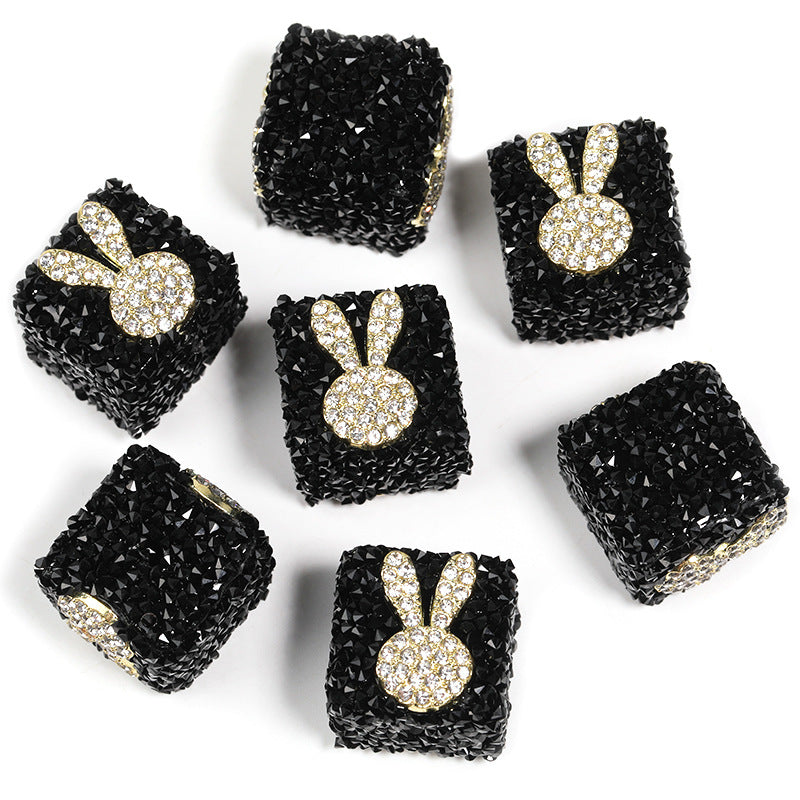 Wholesale 5pcs/pack Rhinestone Color Love Bow Square Sugar Beads